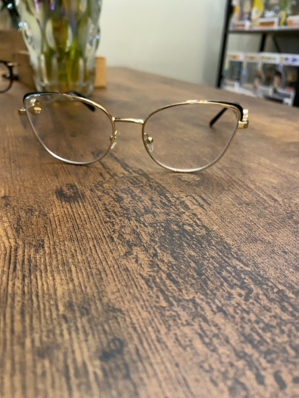 Michael Kors Gold Cat-Eye Metal Frame Glasses with Black Accents